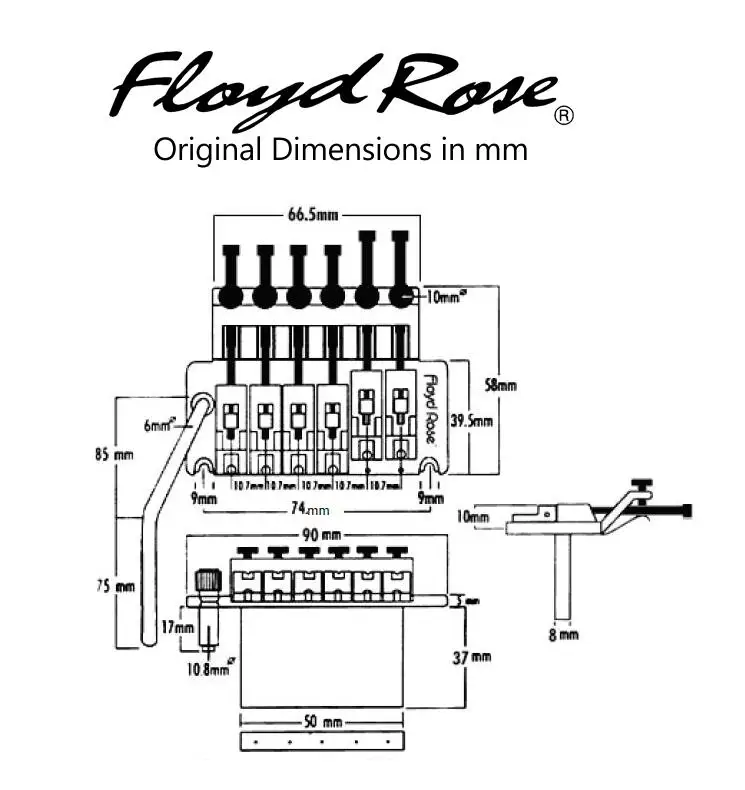 Floyd Rose FRT200 оригинальная система StyleTremolo мост с R3 гайка черный с аксессуарами(бесплатный подарок набор винтов из нержавеющей стали