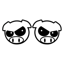 11.3cm*9.1cm Evil Rally Pigs Cartoon Rearview mirror Decals Stickers Black/Silver S3-4793