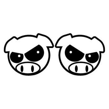 

11.3cm*9.1cm Evil Rally Pigs Cartoon Rearview mirror Decals Stickers Black/Silver S3-4793