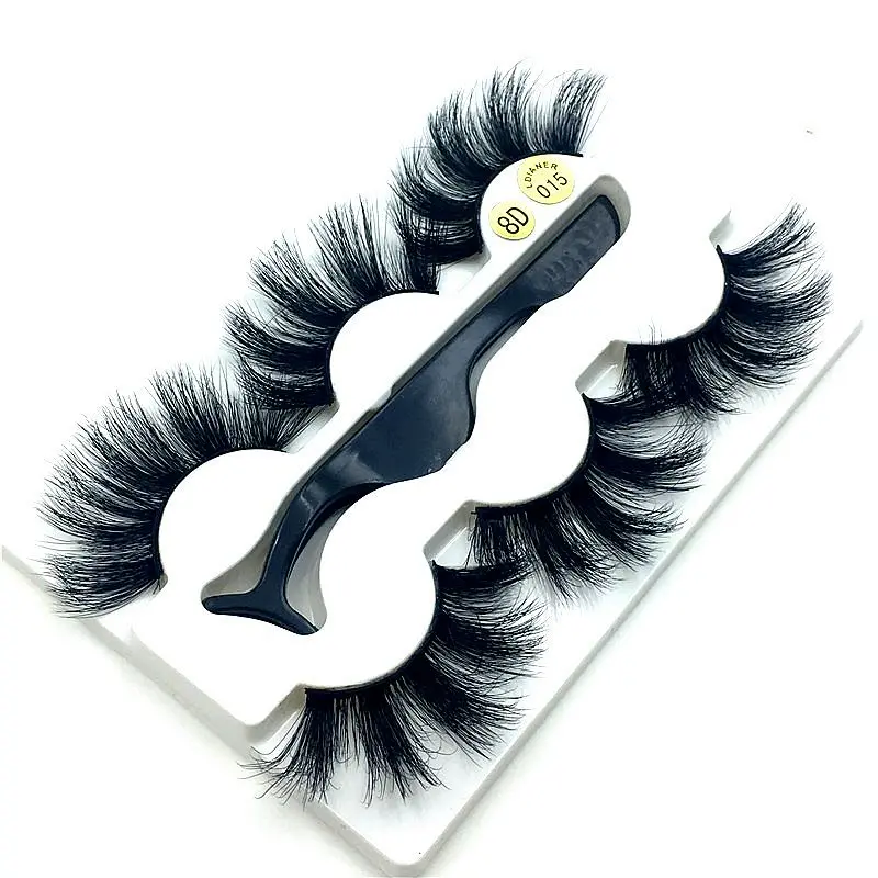 

NEW 25mm fake Eyelashes 100% Mink Eyelashes Mink Lashes Natural Dramatic Volume Eyelashes Extension False Eyelashes+tweezers