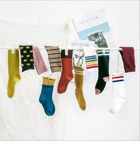 Tukla Babe New 1-12 Y Child Socks Autumn Winter Color Matching Striped Children's Pile Student Kids Boys Girls Tube Sock