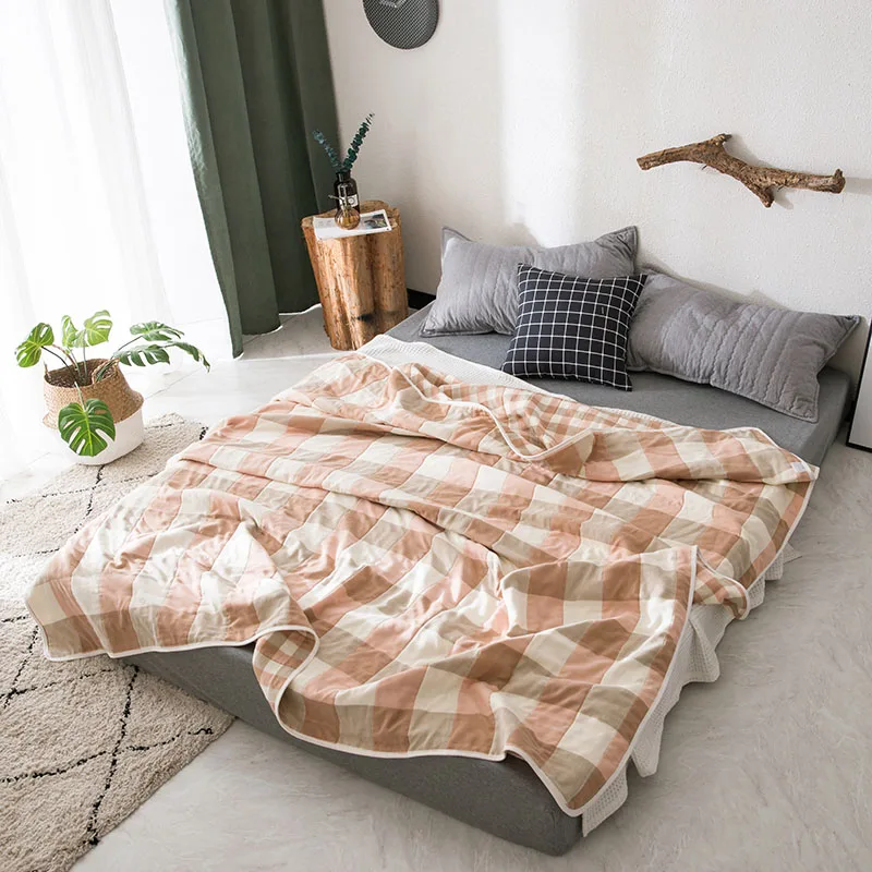 Хлопковое Клетчатое одеяло, супер мягкое тонкое одеяло, полотенце, покрывало, покрывало для кровати, для путешествий, дивана, постельные принадлежности - Цвет: Color 1