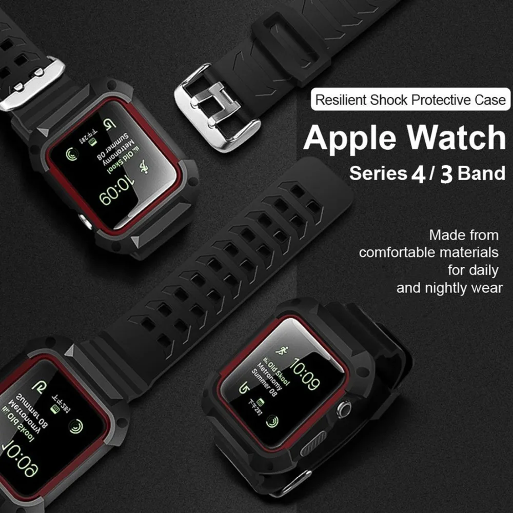 CRESTED Sport strap For apple watch band apple watch 4 3 case iwatch band 42mm/38mm 44mm 40mm correa pulseira Protective cover CRESTED Sport strap For apple watch band apple watch 4 3 case iwatch band 42mm/38mm 44mm 40mm correa pulseira Protective cover