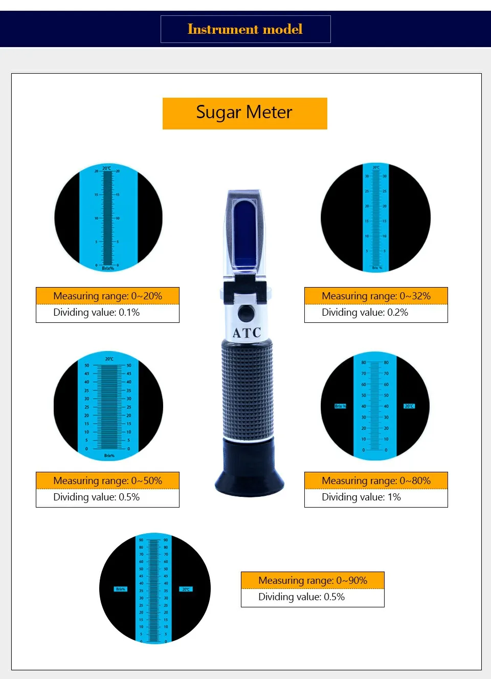 OUTEST по шкале Брикса рефрактометр, с функцией определения содержания сахара градусов метр сахарометр смазочно-охлаждающая жидкость плотность измеритель концентрации 0-90% диапазон по выбору