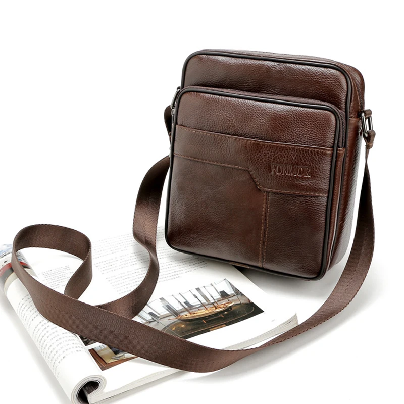 High quality men's Genuine Leather shoulder bag Vintage Designer male Crossbody bag Cow leather business shoulder bag man bolsas