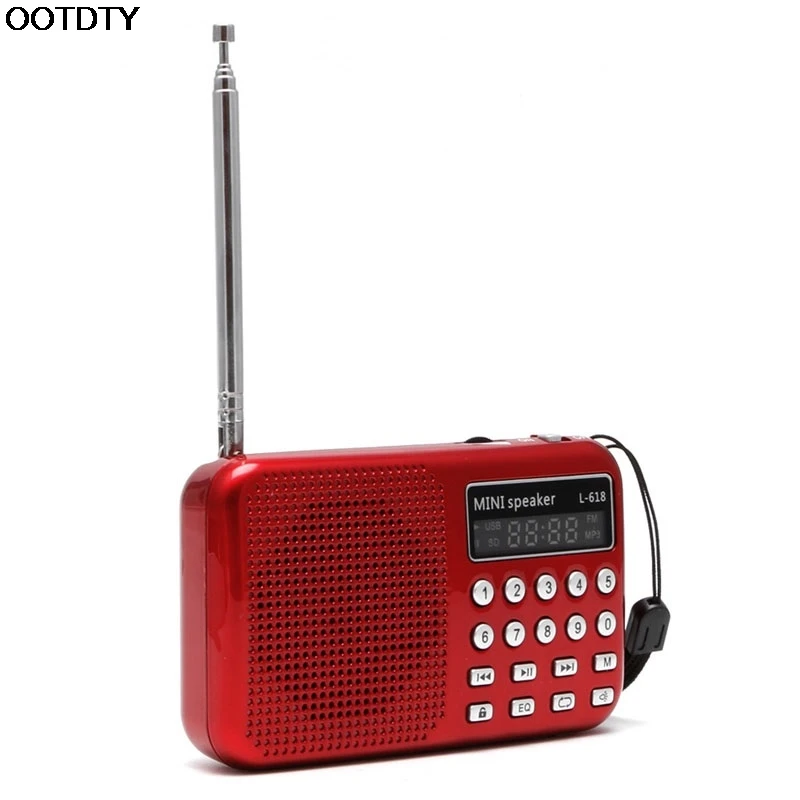 Mini LCD Digital Audio FM Radio Speaker USB Micro SD TF Card MP3 Music
