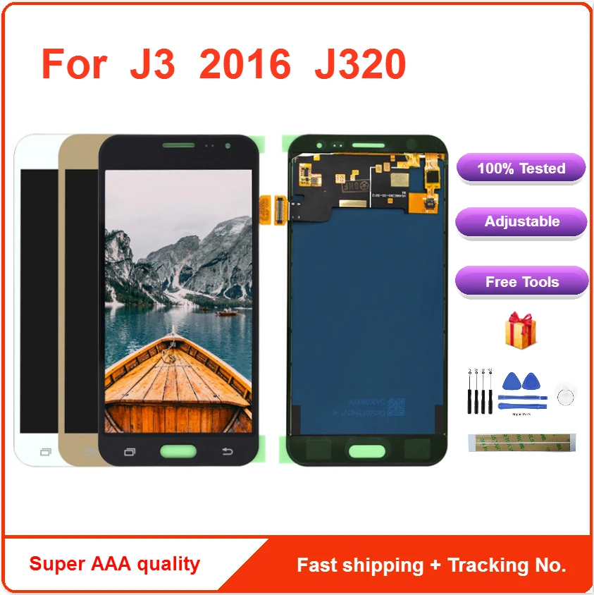 

LCD For Samsung Galaxy J3 2016 J320 J320F J320H J320M J320FN LCD Display Touch Screen Digitizer Assembly Replacement With Tools