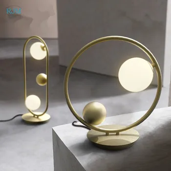 Billige Postmodernen Glaskugel Tischlampe Nordic Minimalistische Kreative Studio Wohnzimmer Persönlichkeit Schlafzimmer Nachttischlampe