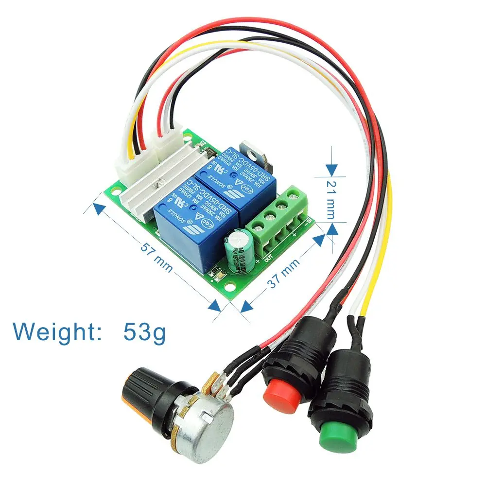 

DC Motor Speed Controller PWM Speed Adjustable Reversible Button Switch DC Motor Driver Reversing 6V 12V 24V 28V 3A 80W-1203BS
