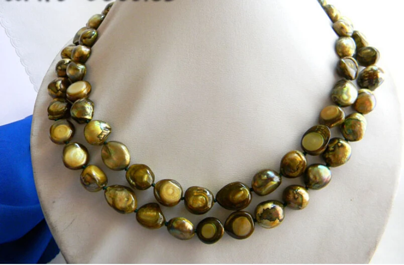 Fast shipping&gt&gt&gt&gt 2Strands 18'' 12mm Green Baroque Freshwater Pearl Necklace 6.07 | Украшения и аксессуары