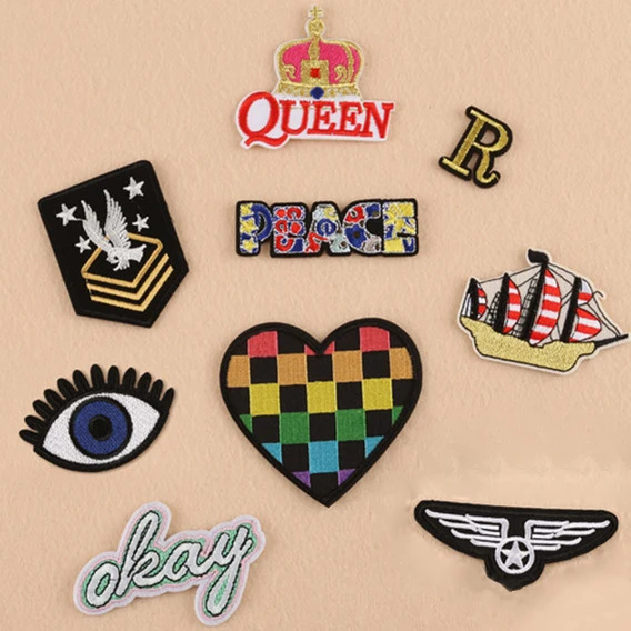 

Heart peace Queen badge R mark sailing Embroidered Patches Badges iron on for clothing clothes backpack Stickers ironing