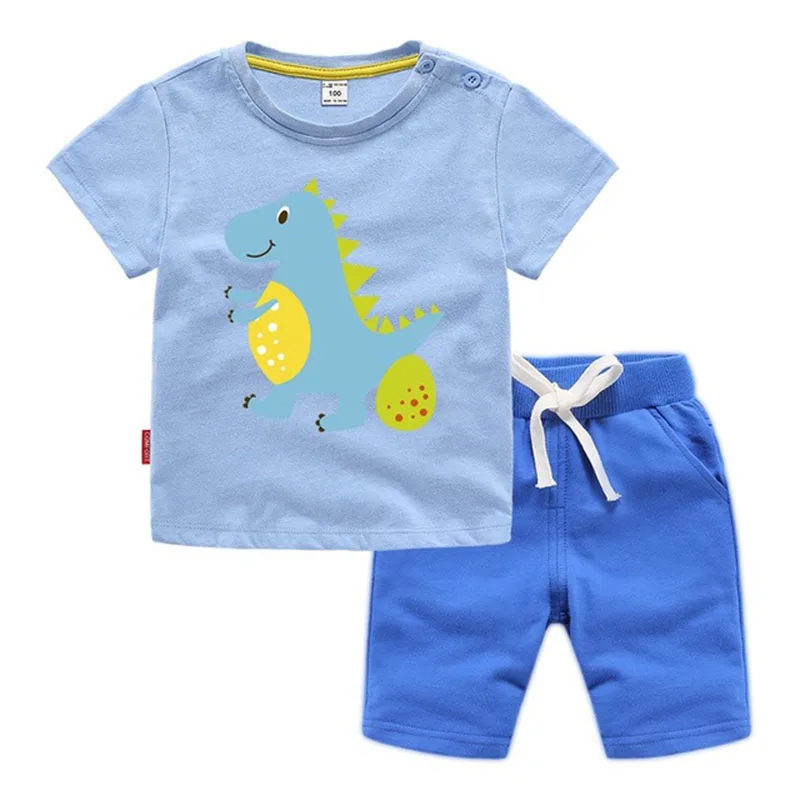 Moggi Cat Enjoy Kids Clothes Active Boys Sets Summer Short Sleeve Shirts+Shorts Pants Dinosaur 2 pieces Clothing Children 2019 (2)