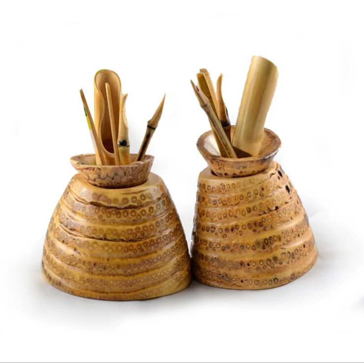 Bamboo root tea tool set 6 pieces ceremony Services and displays Kung
