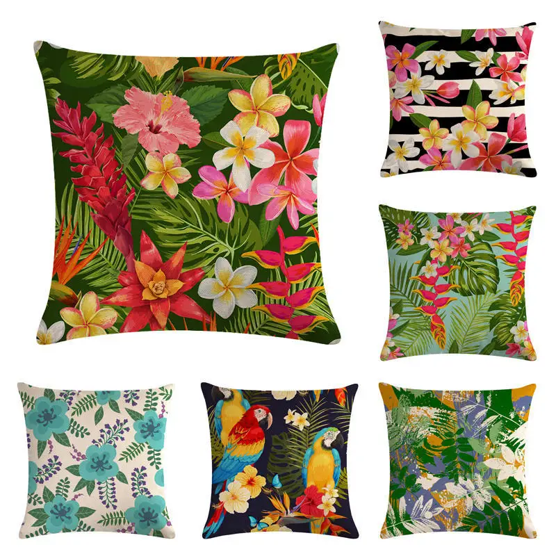 Throw Pillow Case Flower Leaf Print Cushion Cover Home Decor 45*45CM Polyester