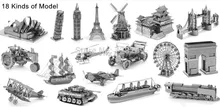 18pcs Miniature 3D Metal Puzzle Model Building Kits Educational Toy 3D Solid Jigsaw Puzzle Scale Model