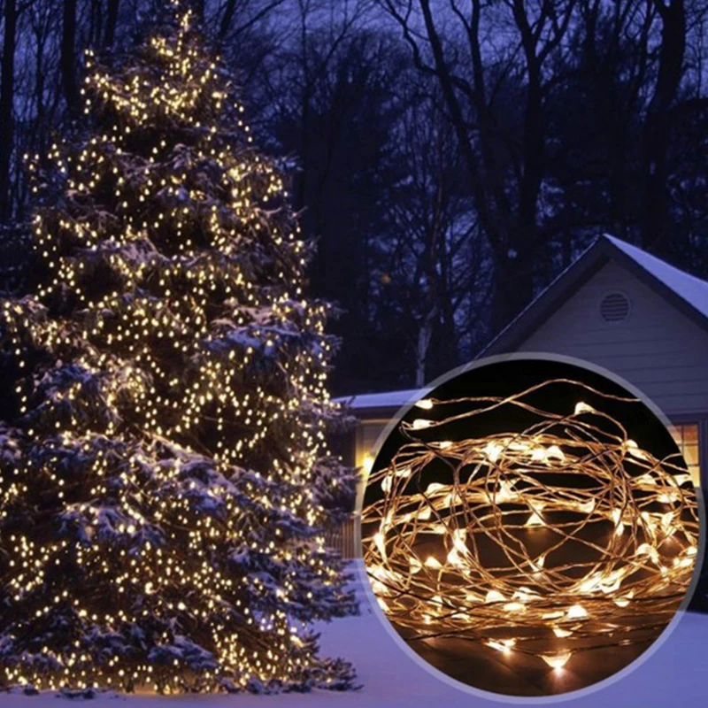 Гирлянды на солнечных батареях 10 м 20 м 32 м 100-300LED медный провод открытый Сказочный свет для рождественского сада дома праздничные украшения