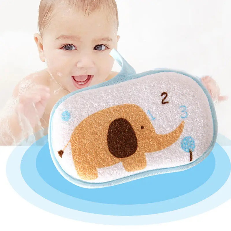 Bathtube Safety Sponge for Infant Newborn Baby Cute Cartoon Bath Sponge