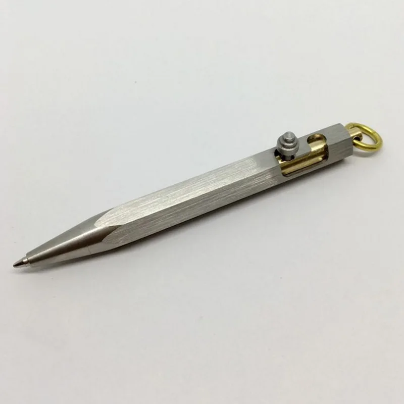 1 pcs  Handmade Mini Gun Shaped Stainless Steel Pen , Solid Portable Pocket  Metal pendant  Ballpoint Pen  Self Defense EDC