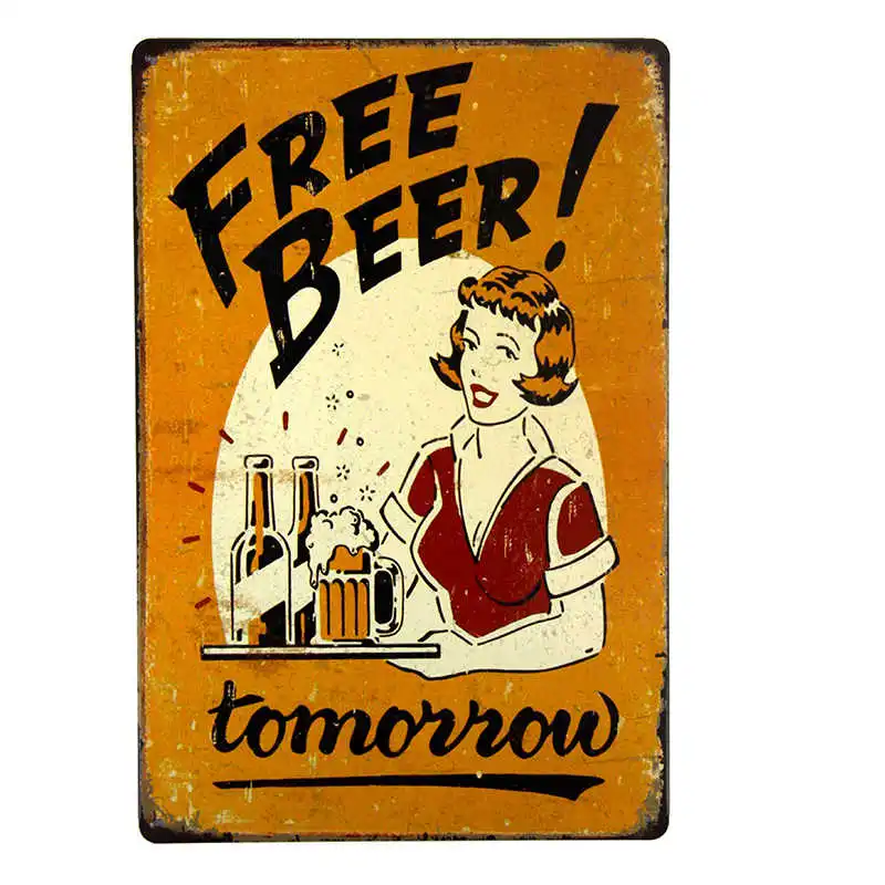 Drink Beer Free Beer Vintage Tin Signs Retro Advertising Metal Plate House Cafe Bar Rustic Club Shop Wall Poster Home Decor - Image 3