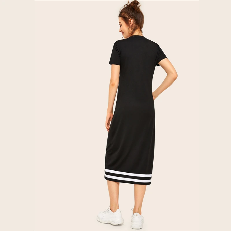 SweatyRocks контрастная полосатая футболка миди платье женское облегающее стрейчевое платье повседневное женское летнее прямое платье