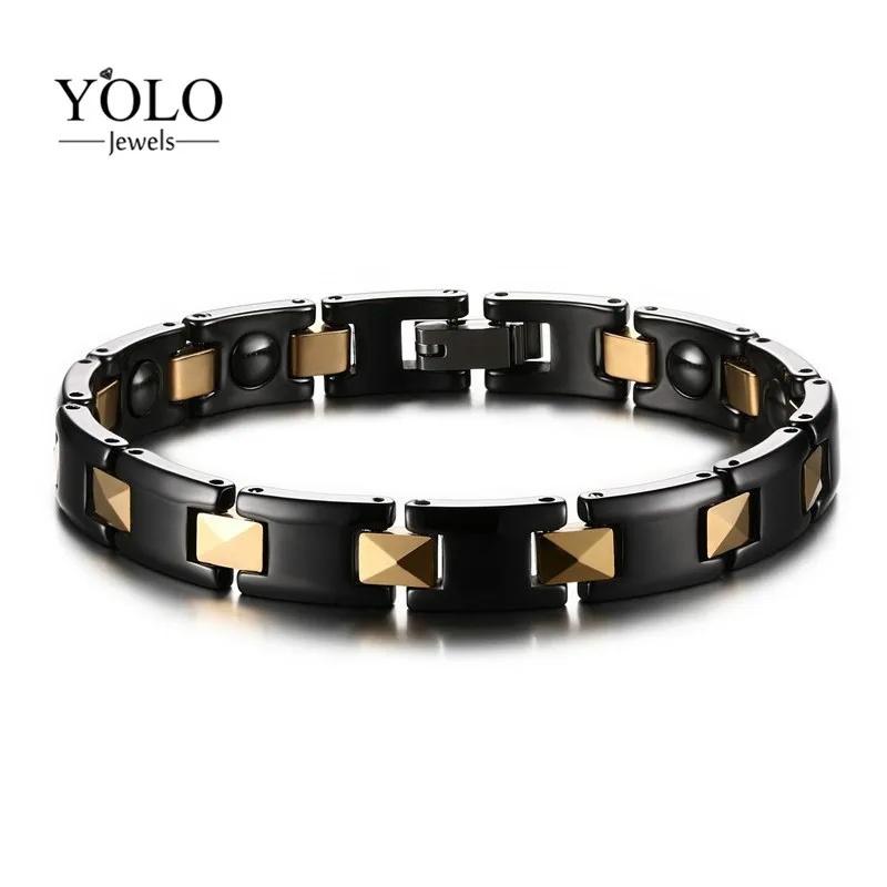 

Unisex Black Hematite Ceramic Health Bracelet Men Bracelet for Arthritis 2019 Negative Ion Balance Band Bracelet Good for Sleep