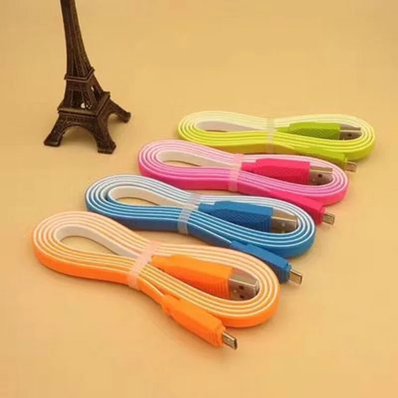

100pcs lot Wholesale Flat Noodle Micro USB Charging Cable Accessory Bundles For samsung HTC TPE Cable