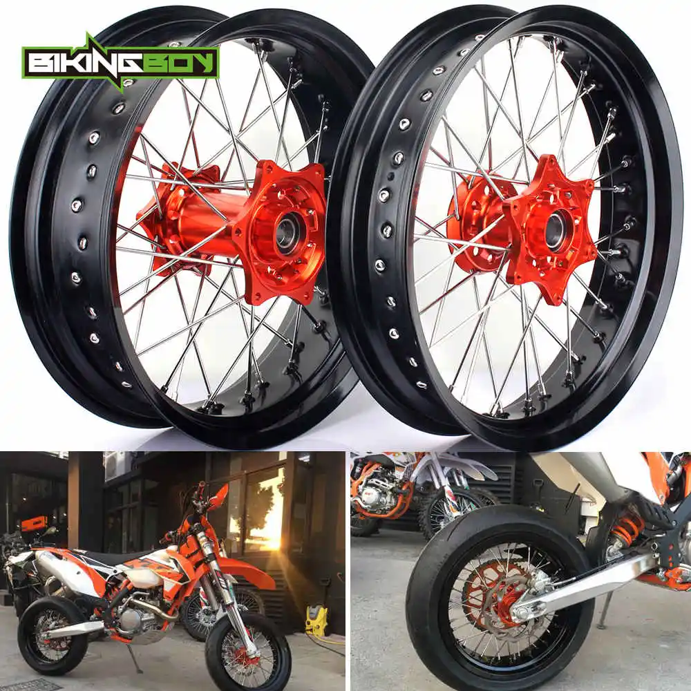 

BIKINGBOY 3.5 4.25 17" Front Rear MX Supermoto Wheel Rim Hub for KTM SX MXC XC GS SXS EXC XCW EXCF SXSF XCG 125-540 HUSABERG