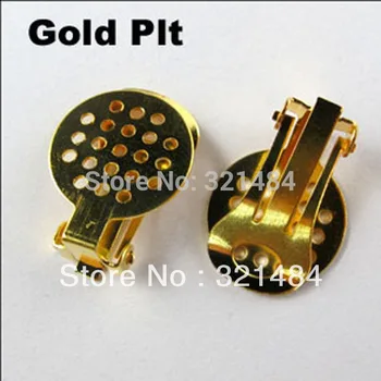 

Free ship! Gold Plated Tone Metal 500PCS Earring Clip Findings With 15mm Mesh Earring Base Earring Blanks