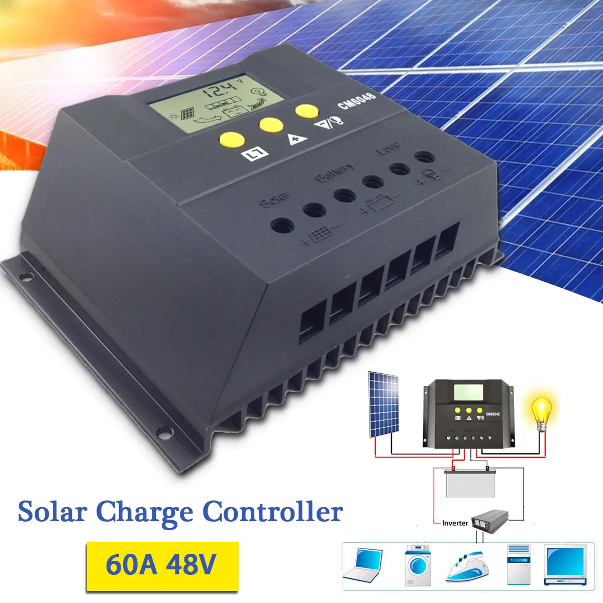 

1 PC 60A 48V Solar Charge Controller Regulators Solar PWM Controller