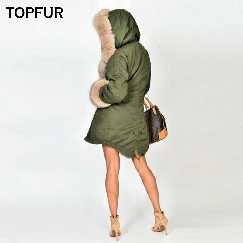 TOPFUR Winter Women Real Fur Parka Fashion Natural Fox Fur Collar And Cuff Long Thick Real Fur Parka Luxurious Plus Size TOPFUR Winter Women Real Fur Parka Fashion Natural Fox Fur Collar And Cuff Long Thick Real Fur Parka Luxurious Plus Size