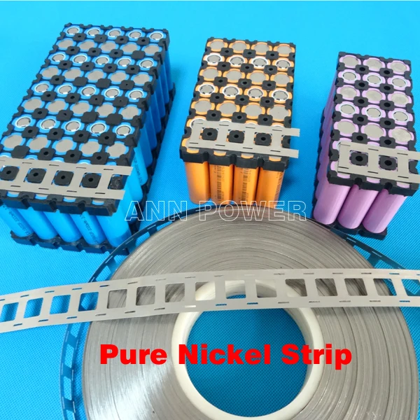 

18650 li-ion battery pure nickel strip 3P2S 4P2S 5P2S nickel belt lithium battery nickel plate Used for 18650 battery holder