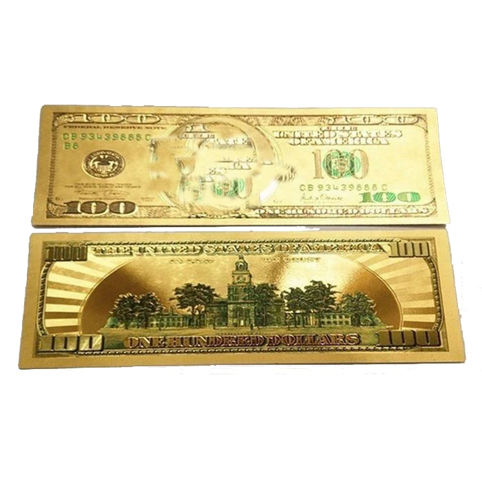 2 шт. доллар памятные банкноты просто ремесла не реальные деньги реквизит специальный дизайн уникальный стиль Золотая фольга бумага игрушка бар - Цвет: Gold