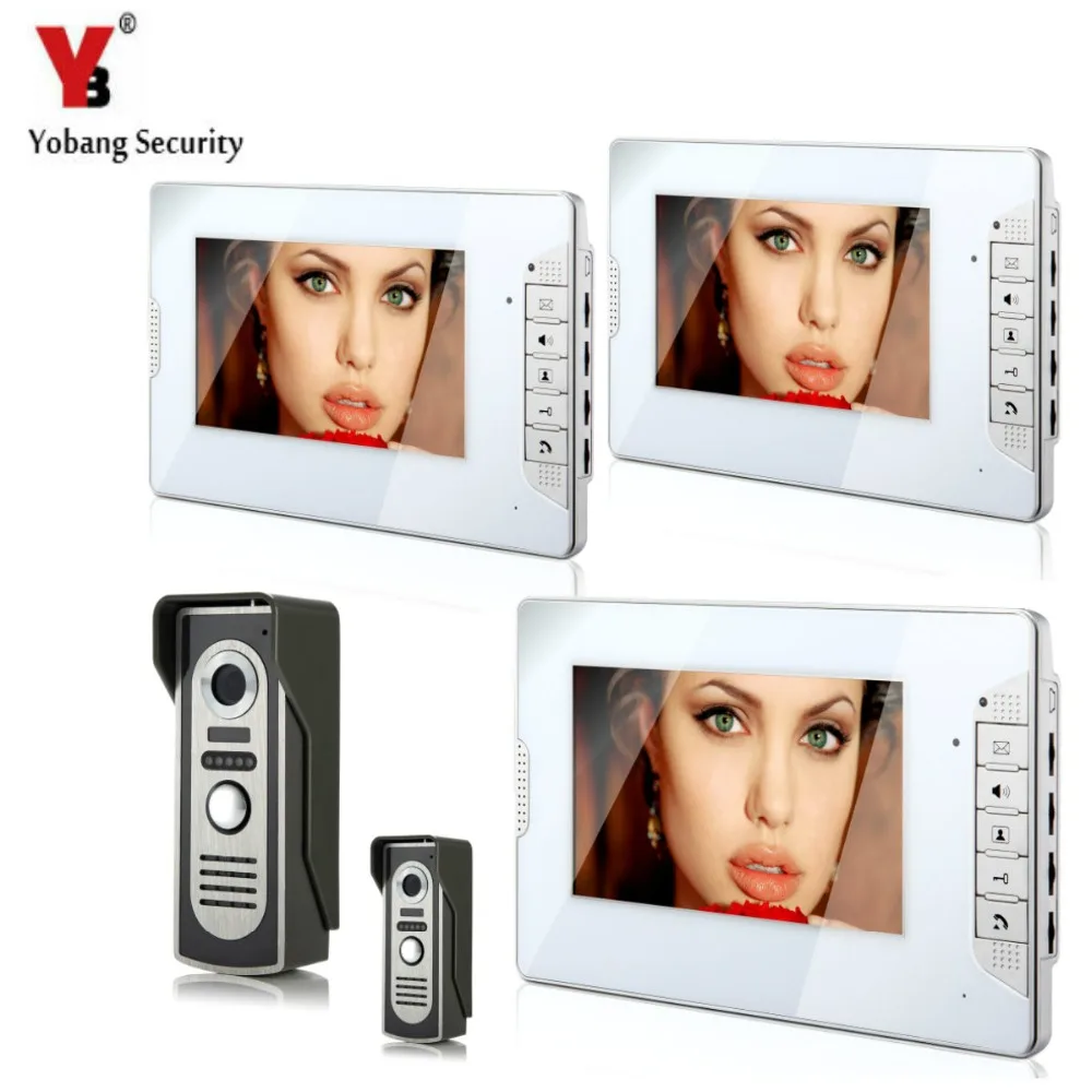

YobangSecurity Video Intercom Monitor 7" Video Door Phone Home Security Wire 2 Camera 3 Monitor for House/Office/apartment/Hotel