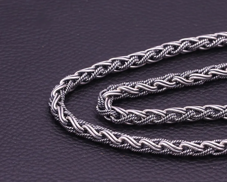 FNJ 925 серебряные большие ожерелья для изготовления ювелирных изделий 7 мм плетеная цепочка Новая Мода S925 тайское серебро для женщин и мужчин