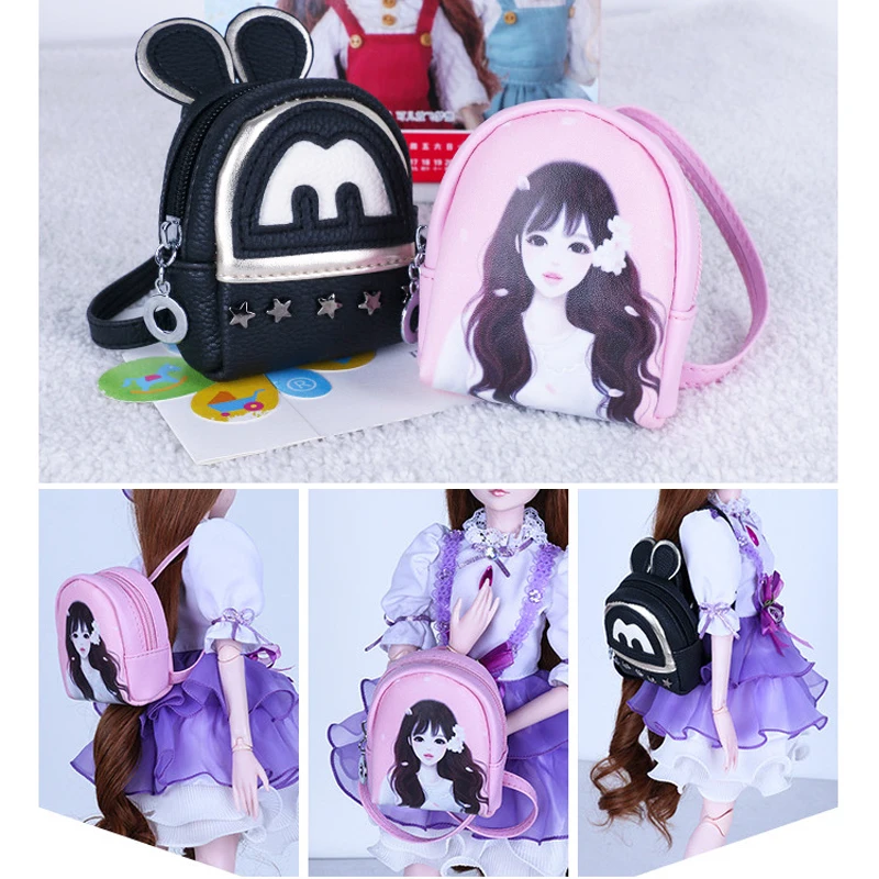 

Mini Backpack for Bjd 1/3 Dolls Toy PU Bags for 45-60cm Dolls Accessories for Girl Dolls Kids Toys for Children
