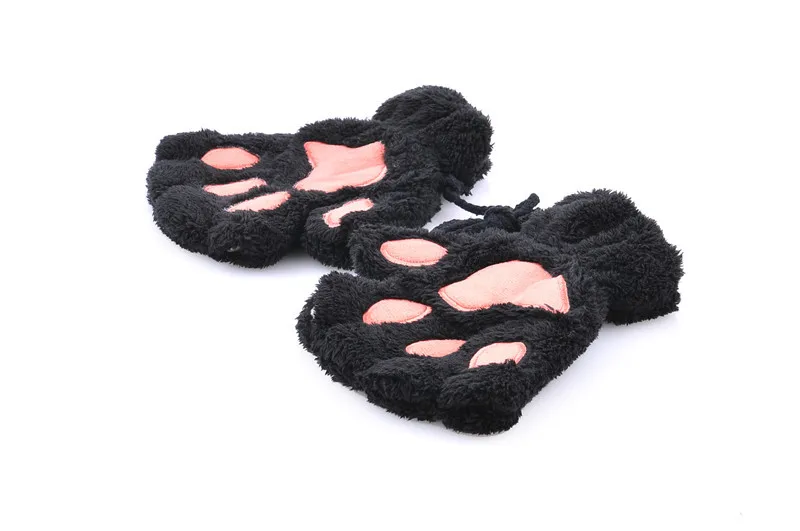 Tnine 2018 зимние женские перчатки лапы пальцев пушистый медведь кошка плюшевая лапа Новинка Хэллоуин мягкие махровые полупокрытые перчатки