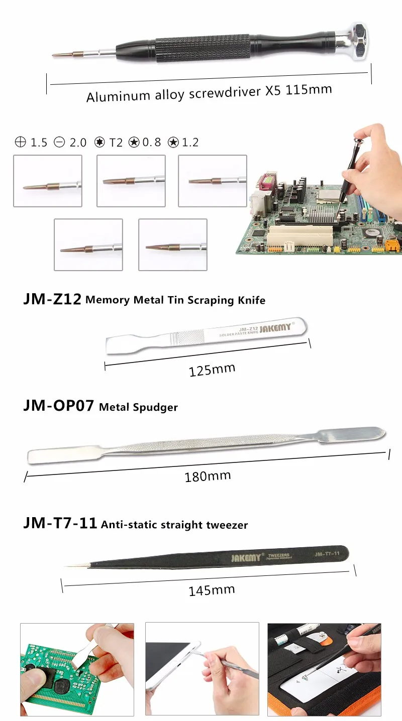 JAKEMY ремонт Инструменты комплект ferramentas Отвёртки/Металл Spudger/жирной ручка/поглощения рабочей Коврики для компьютера мобильного телефона