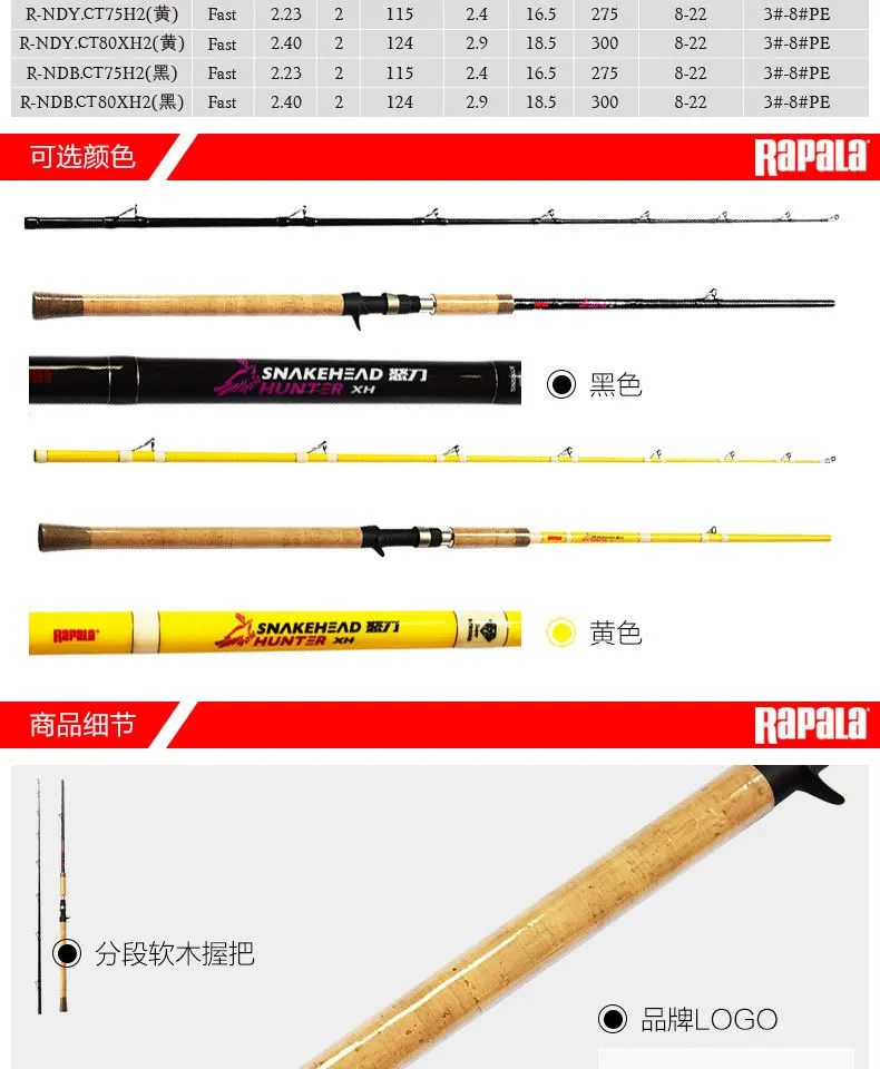 100% original rapala R ND snakehead caçador
