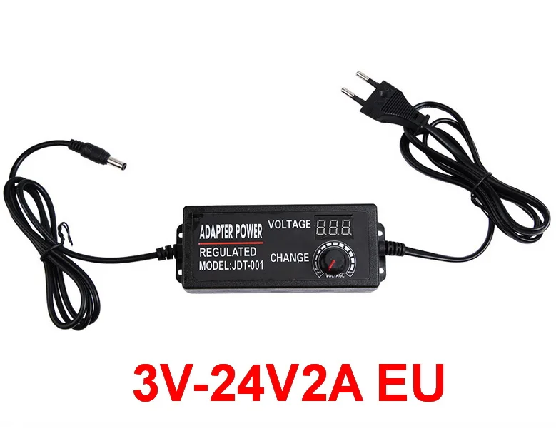 

1pcs Adjustable AC To DC 3V-24V 2A Universal Power Adapter Supply Display Screen Power Switching Charger Adatper EU or US plug