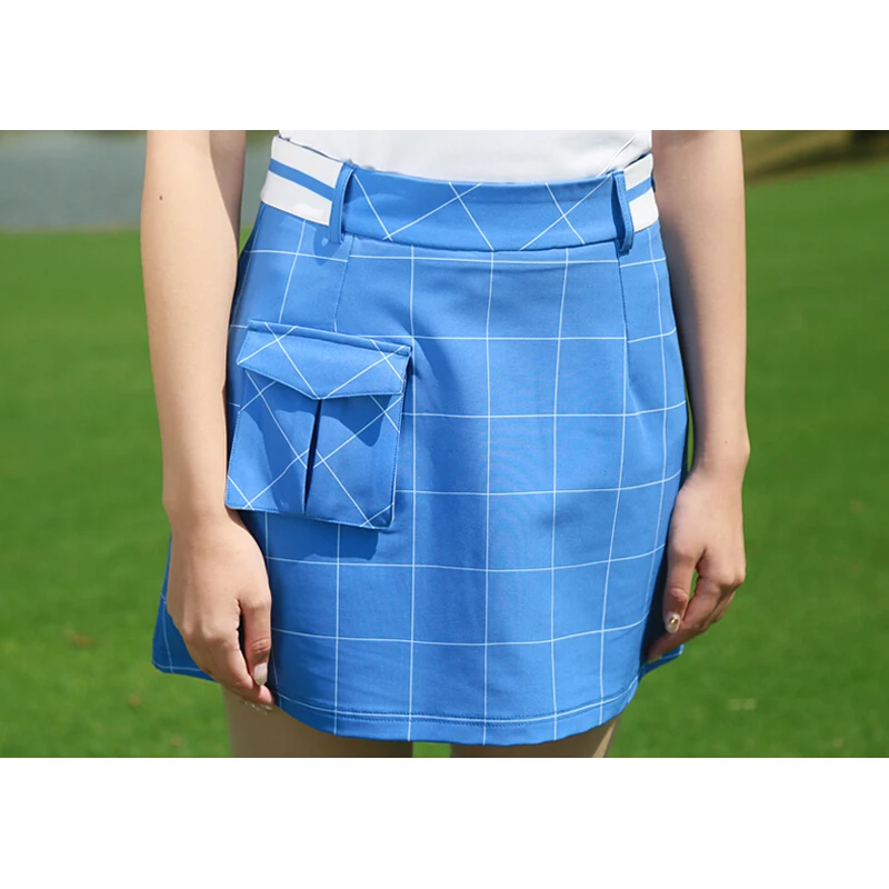 Женская юбка для гольфа PGM одежда клетчатая юбка весна лето Спортивная юбка синяя квадратная короткая юбка высокого качества