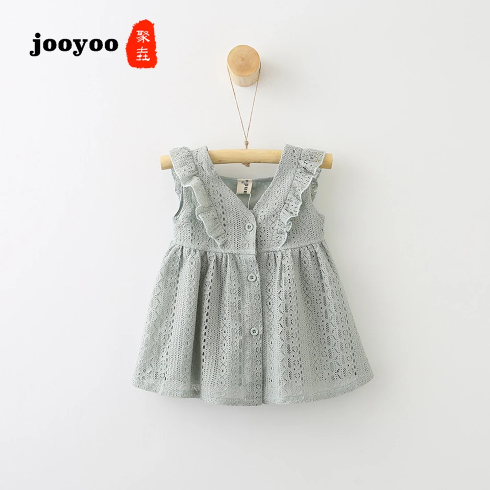 

Spring Summer Lace Ruffled Button Closure Baby Girls Dress Cotton Princess Dress Baby Girl Clothes Kids Dress For Girls jooyoo