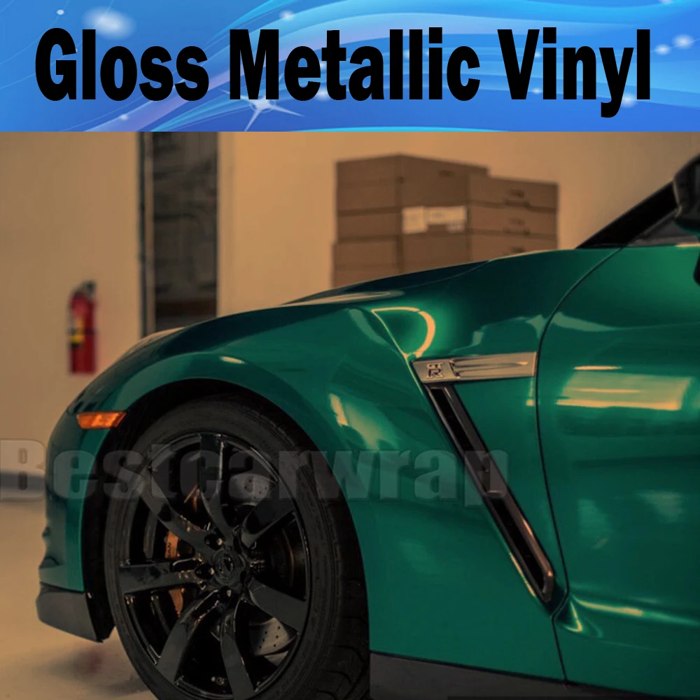 

Gloss emerald Green Metallic Car Wrap Vinyl Film With Air Release Candy Glossy Wrap Sticker For Vehicle SIZE: 1.52*20M/Roll