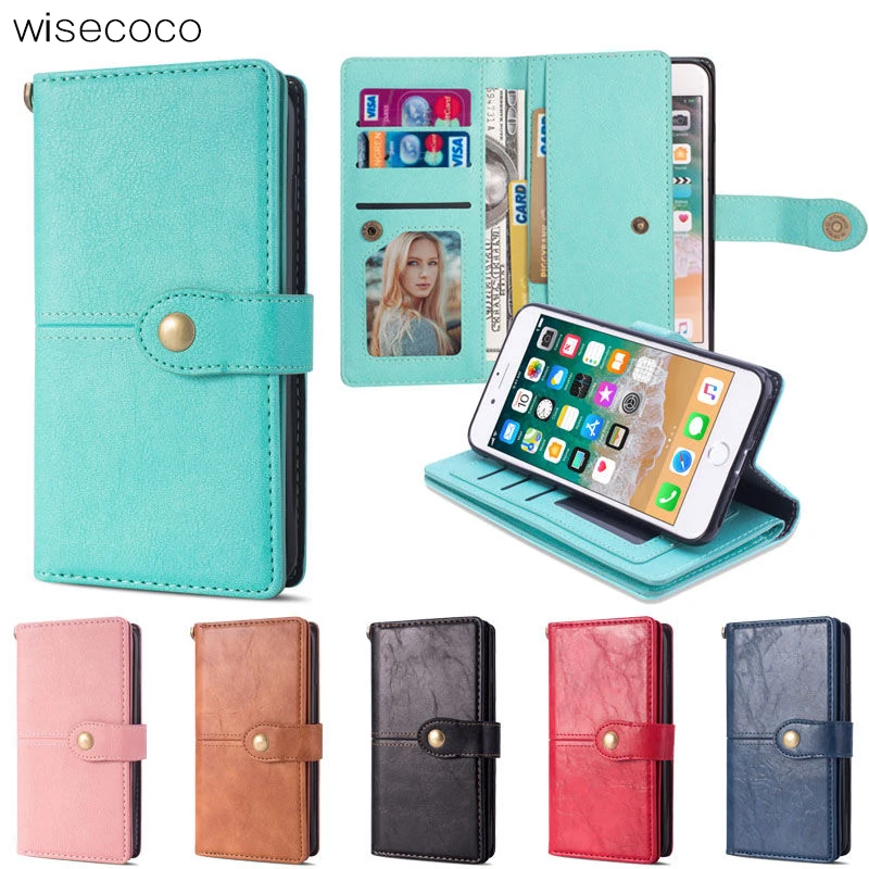 

For Telefoon Hoesjes iphone 7 8 Case Luxury Holder Phone Cover Coque iphone 7plus 8plus Case Leather Vintage Flip Wallet Cover