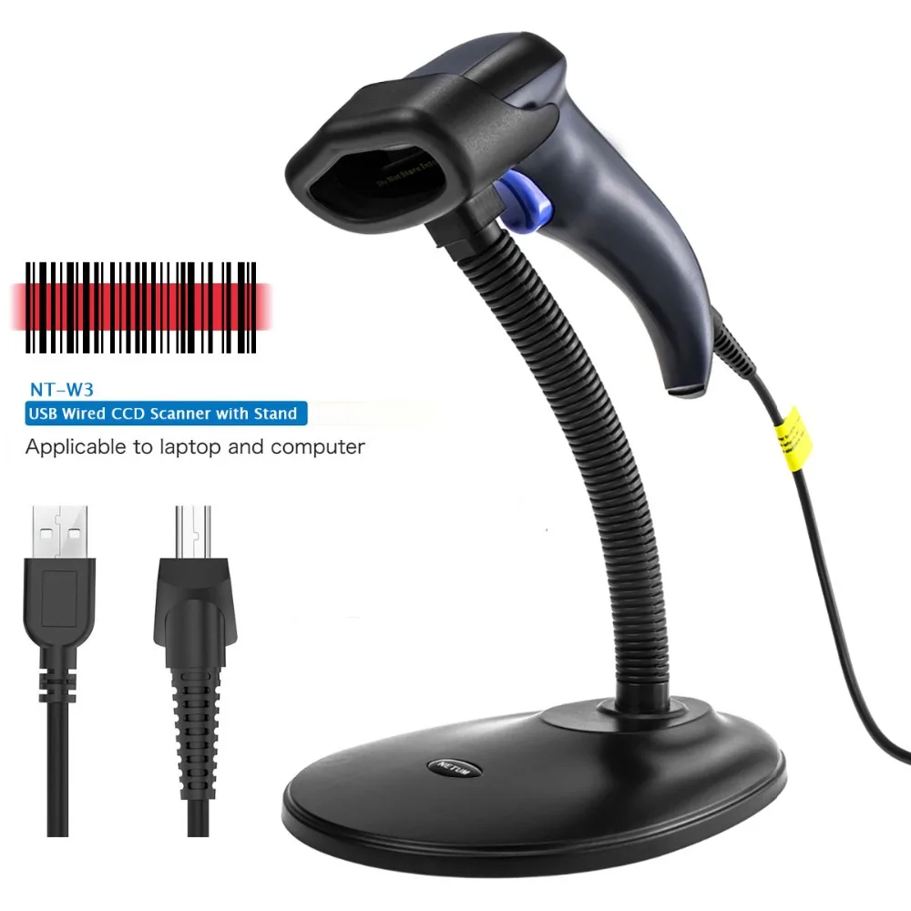 Pаспродажа NETUM W3 Проводной CCD сканер штрих кодов Ручной 1D считыватель штрих кодов Imager мобильный платёж компьютерный экран сканирование для POS ПК компью...