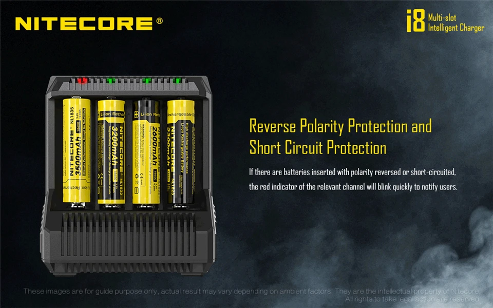 Nitecore i8 интеллектуальное зарядное устройство 8 слотов 4A выход смарт-зарядное устройство для IMR18650 16340 10440 AA AAA 14500 26650 и USB