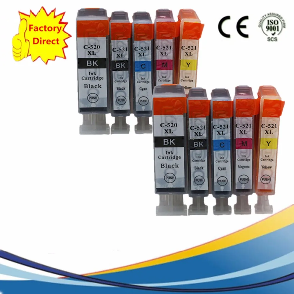 

10x PGI 520 PGI520 PGI-520 PGI-520XL CLI521 XL Inkjet Cartridges For Canon Pixma MP980 MP990 IP-3600 IP-4600 IP-4700 Ink Printer
