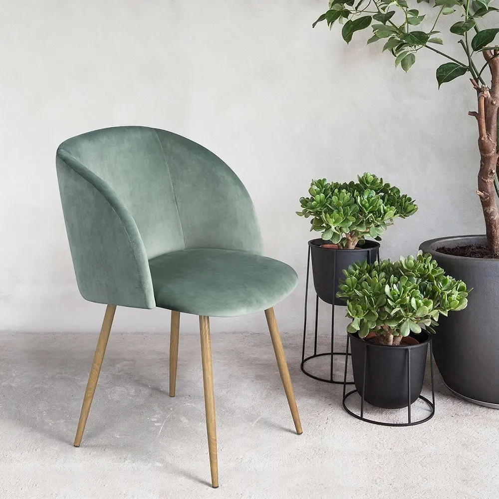 Set of 1 Vintage Retro Armchair Upholstered Armchair Velvet Lounge Chair Club Chair TV Armchair (Cactus Green)