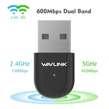 Wavlink USB беспроводной Wifi адаптер AC600 802.11ac/802.11a/b/g/n двухдиапазонный 5 ГГц/2,4 ГГц ethernet адаптер сетевая карта для ПК ноутбука