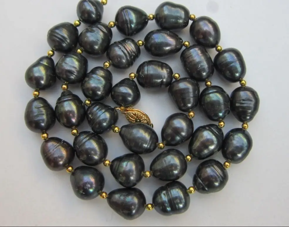 

11-13MM TAHITIAN GENUINE BLACK DROP PEARL NECKLACE AAA