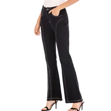 Весна 201, горячая Распродажа, Европейская мода, женские джинсы, высокая талия, женские расклешенные джинсы, женские штаны, черные брюки, низ